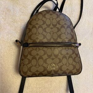 Coach Signature Tan and Brown Backpack
